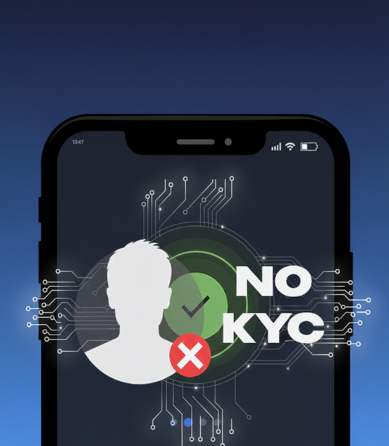 A shield icon representing the privacy of a no kyc virtual crypto card.